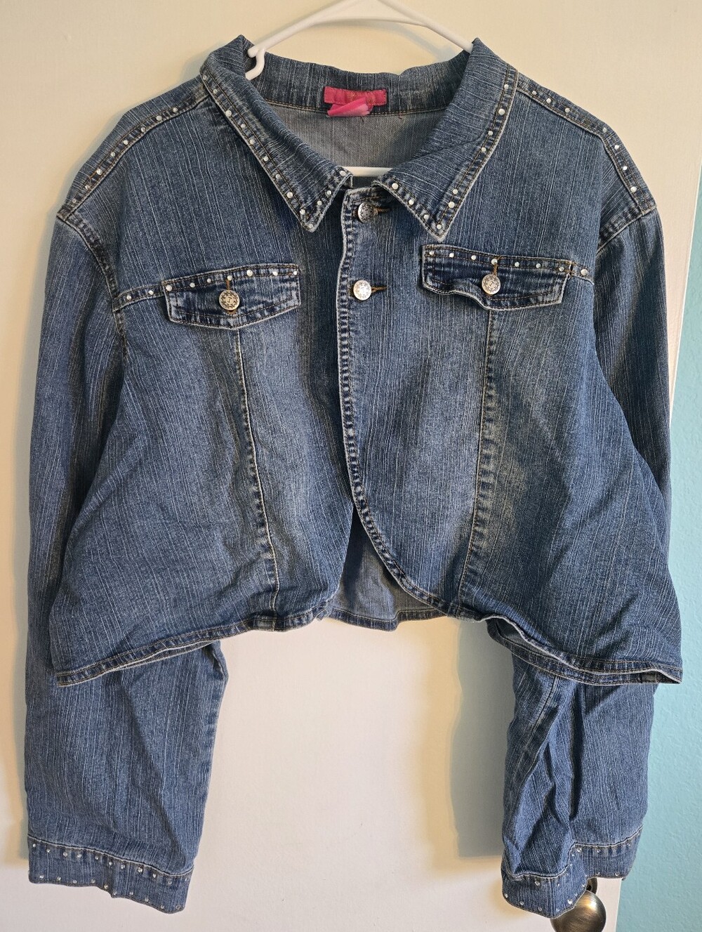 Thalia Denim Stud-Trim Cropped Jacket 3X